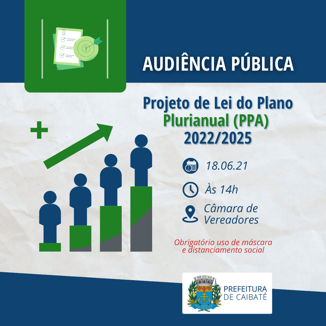 AUDIÊNCIA PÚBLICA SOBRE PLANO PLURIANUAL OCORRERÁ NESTA SEXTA-FEIRA 